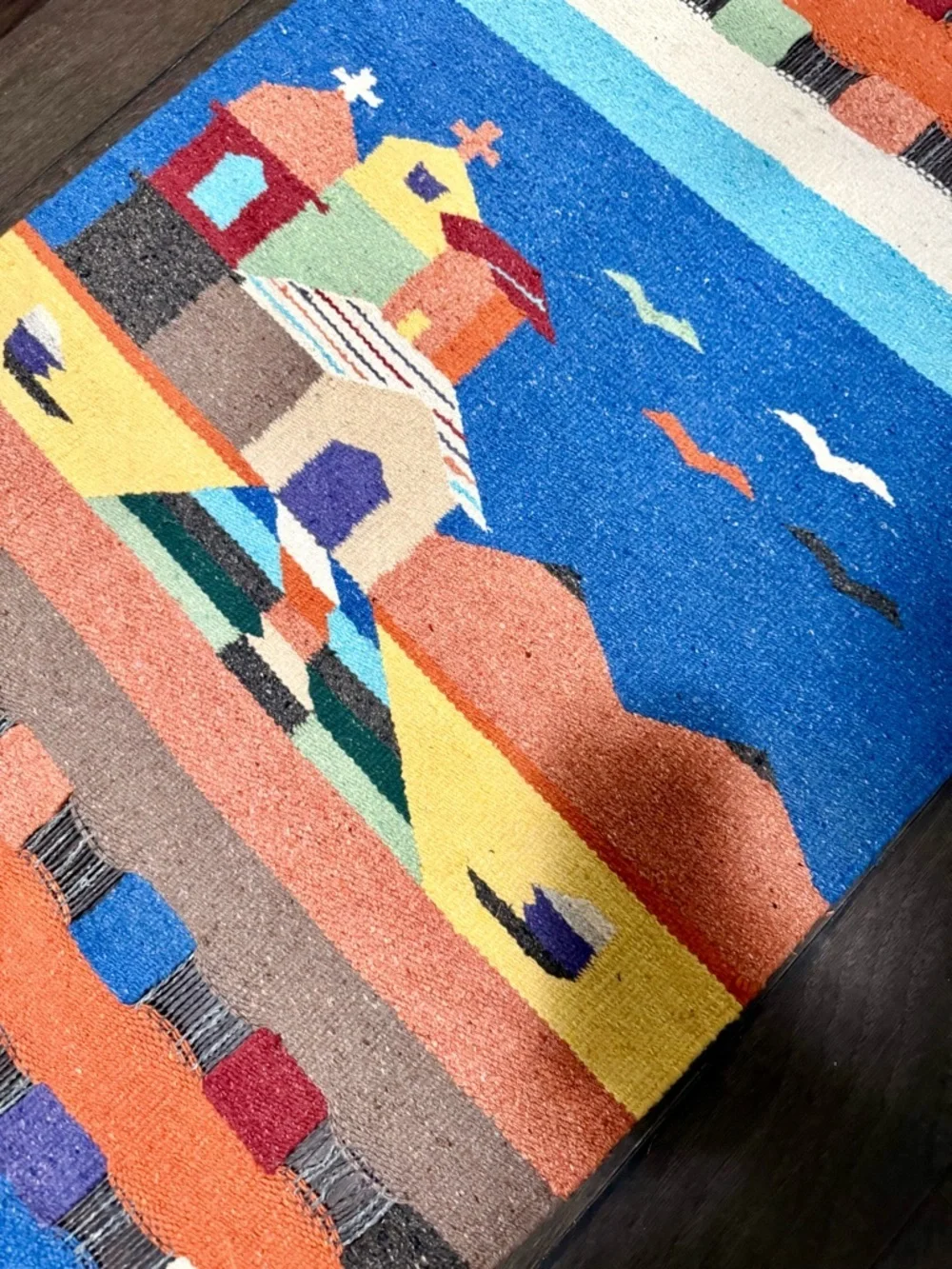 Vintage Hand Woven Colorful Tapestry Boho Southwestern Hippie